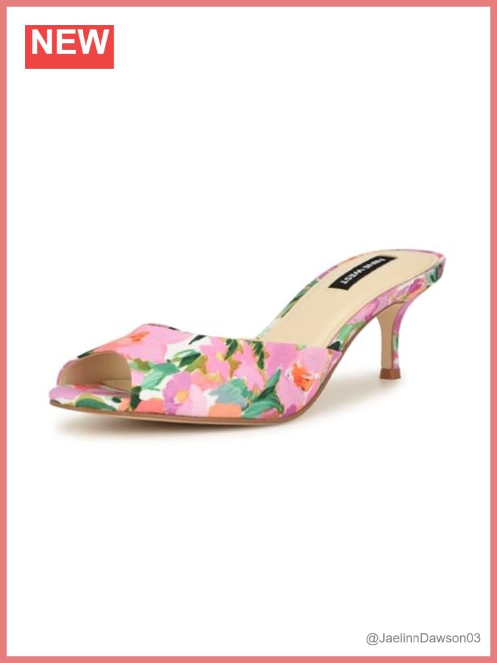 Nine West Luvlie Kitten Heel Sandals Womens Slip On Peep Toe